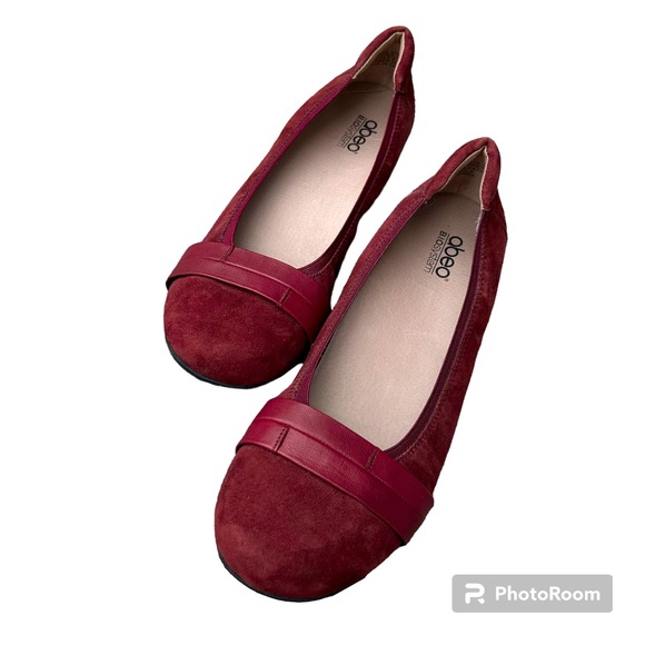 Abeo BIO System Tessa Wine Burgundy Suede Flats Ballet Comfort Shoes, size 11 - Picture 2 of 5